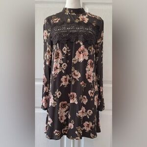 Blu Pepper High Neck Floral Tunic Dress Size S